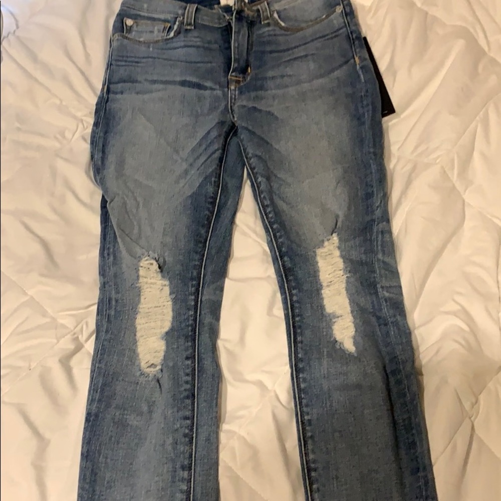 Hudson high rise with rips skinny jeans